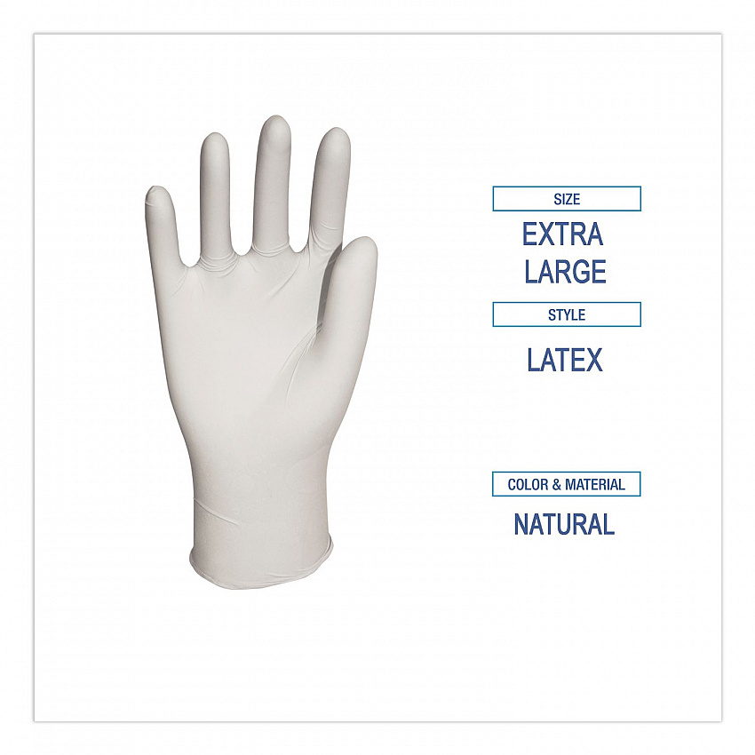 General-Purpose Latex Gloves, Powder-Free, X-Large, 4.4 mil Thick, 9.5" Long, Natural, 100/Box (345XLBX)