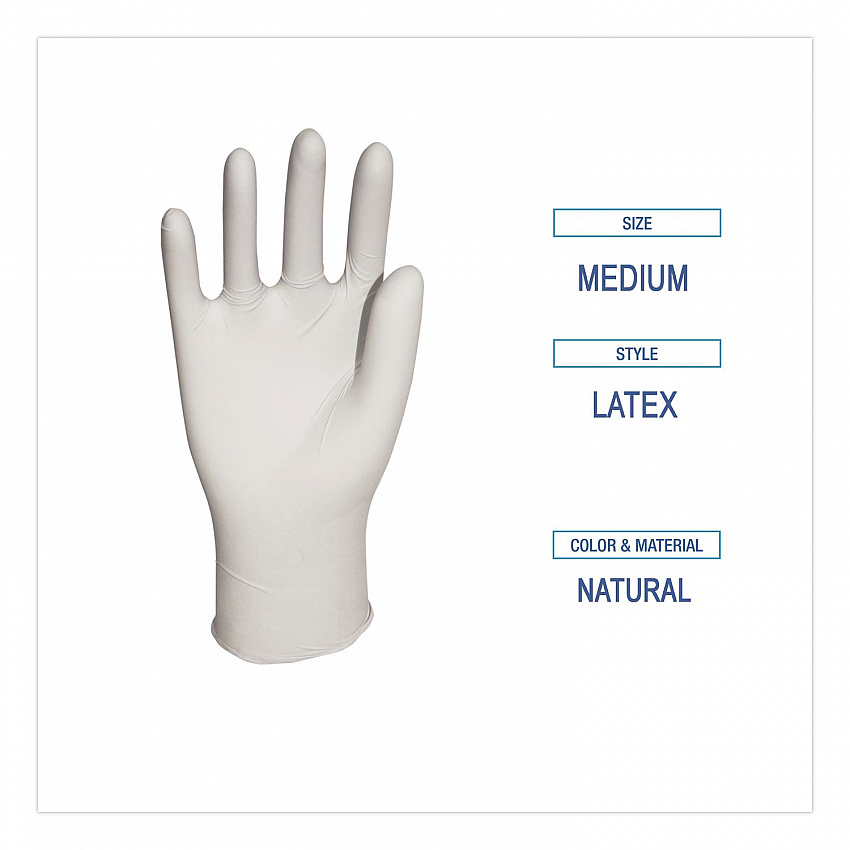 General-Purpose Latex Gloves, Powder-Free, Medium, 4.4 mil Thick, 12" Long, Natural, 100/Box (345MBX)
