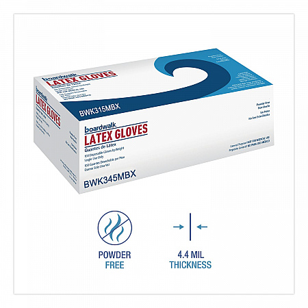 General-Purpose Latex Gloves, Powder-Free, Medium, 4.4 mil Thick, 12