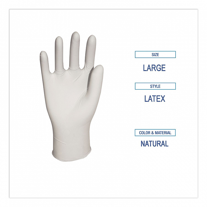 General-Purpose Latex Gloves, Powder-Free, Large, 4.4 mil Thick, 9.5" Long, Natural, 100/Box, 10 Boxes/Carton (345LCT)