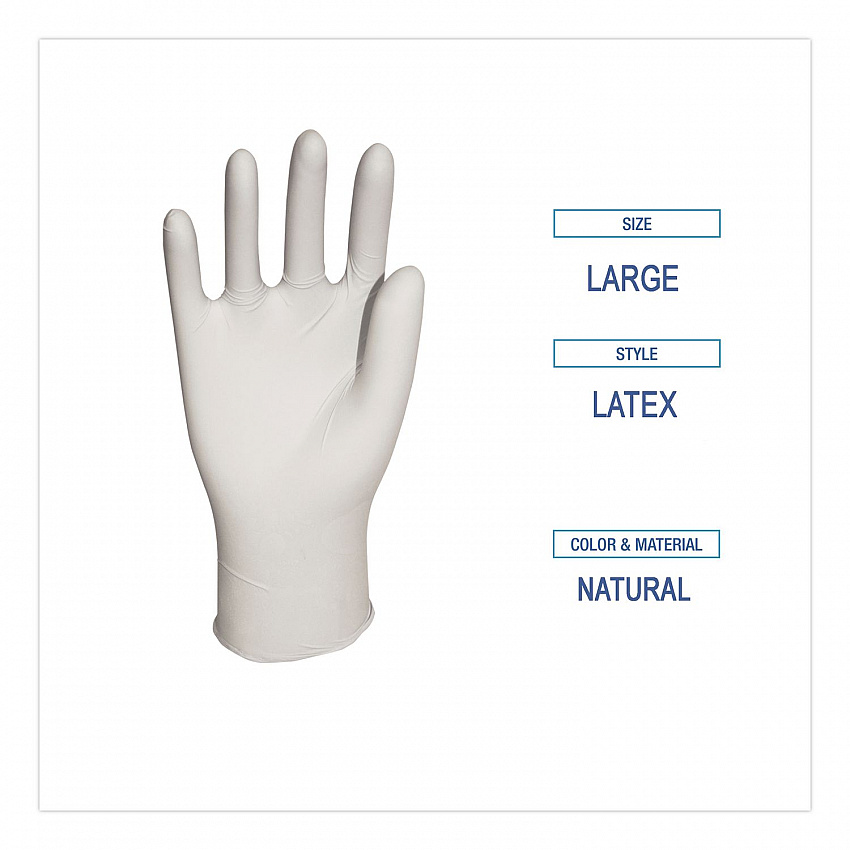 General-Purpose Latex Gloves, Powder-Free, Large, 4.4 mil Thick, 12" Long, Natural, 100/Box (345LBX)
