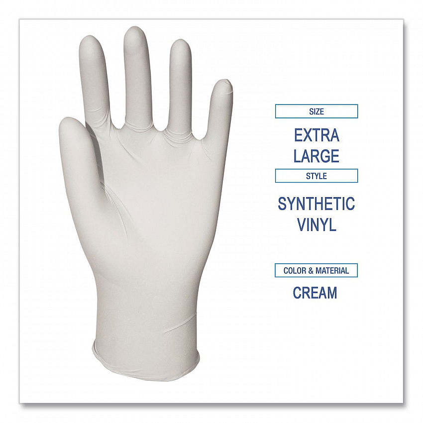 Powder-Free Synthetic Vinyl Gloves, X-Large, 4 mil Thick, 9.5" Long, Cream, 100/Box, 10 Boxes/Carton (315XLCT)
