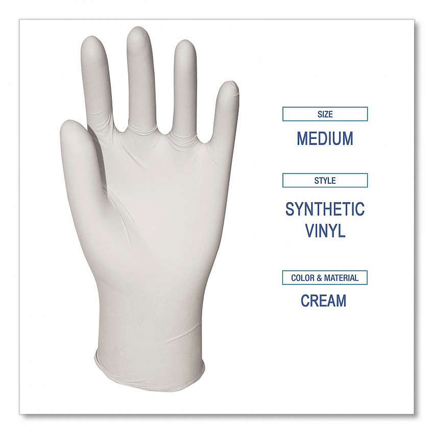 Powder-Free Synthetic Vinyl Gloves, Medium, 4 mil Thick, 9.5" Long, Cream, 100/Box, 10 Boxes/Carton (315MCT)