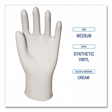 Powder-Free Synthetic Vinyl Gloves, Medium, 4 mil Thick, 9.5