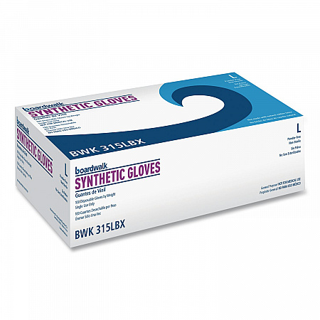 Powder-Free Synthetic Vinyl Gloves, Large, 4 mil Thick, 9.5
