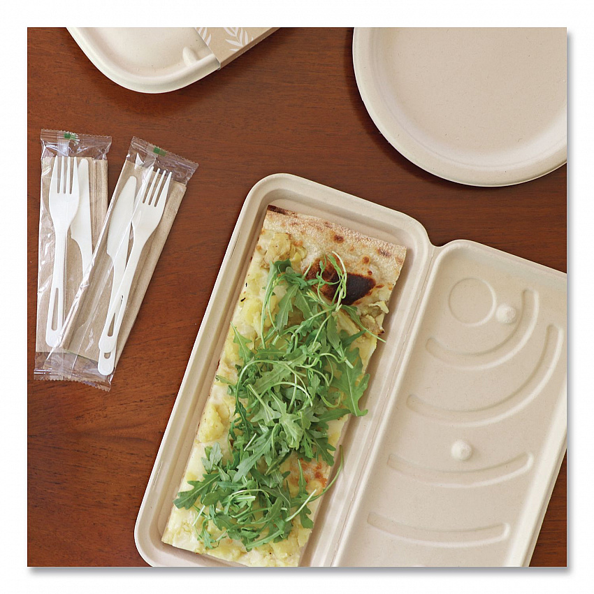 Fiber Hinged Takeout Containers, 13.7 x 6.6 x 1.3, Natural, Paper, 200/Carton (PBSCU13LFS)