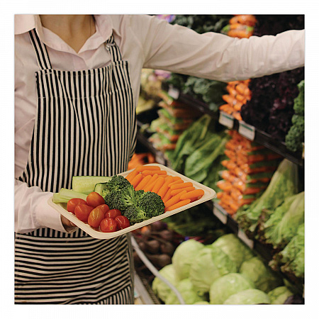 Laminated Fiber Meat and Produce Trays, PLA Lined, PFAS Free, 8.2 x 5.7 x 0.7, Natural, Paper, 500/Carton (TRSC2SLLF)