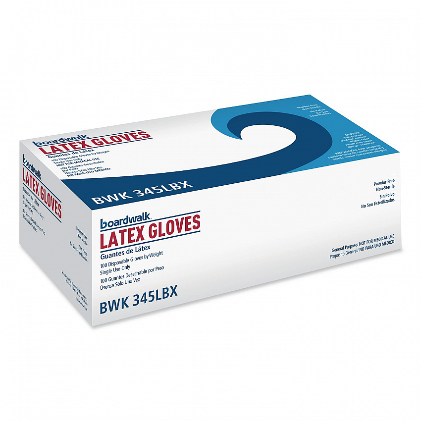 General-Purpose Latex Gloves, Powder-Free, Large, 4.4 mil Thick, 9.5" Long, Natural, 100/Box, 10 Boxes/Carton (345LCT)