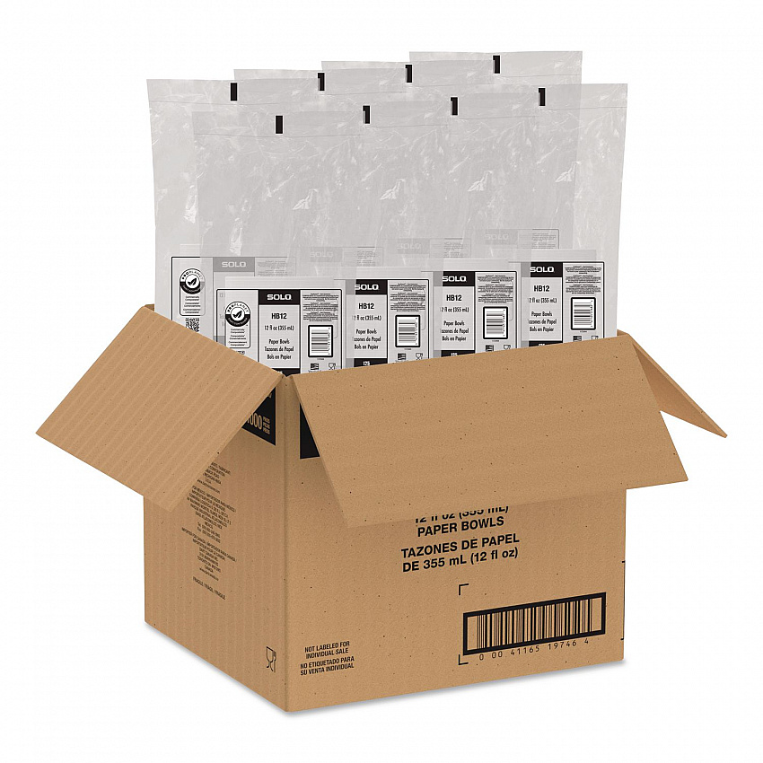 Compostable Paper Dinnerware, ProPlanet Seal, Bowl, 12 oz, White, 1,000/Carton (HB12PLANET)