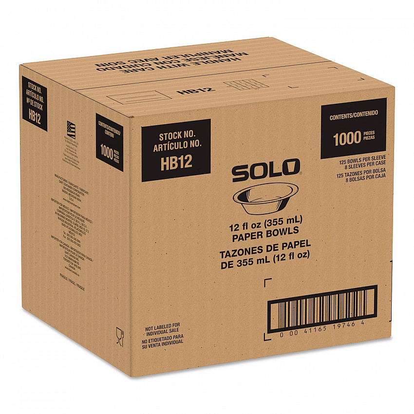 Compostable Paper Dinnerware, ProPlanet Seal, Bowl, 12 oz, White, 1,000/Carton (HB12PLANET)