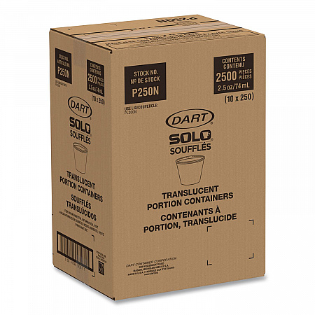Portion Containers, 2.5 oz, Plastic, Translucent, 2,500/Carton (P250N)