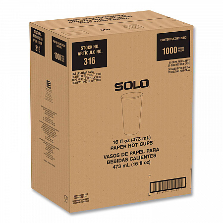 Recycled Content PCF Paper Hot Cups, ProPlanet Seal, 16 oz, White/Blue, 1,000/Carton (316RCPLANET)