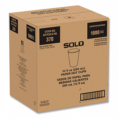 Recycled Content PCF Paper Hot Cups, ProPlanet Seal, 10 oz, White/Blue, 1,000/Carton (370RCPLANET)