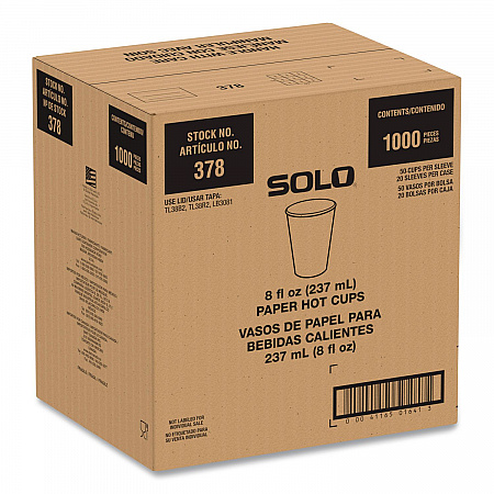 Recycled Content PCF Paper Hot Cups, ProPlanet Seal, 8 oz, White/Blue, 1,000/Carton (378RCPLANET)
