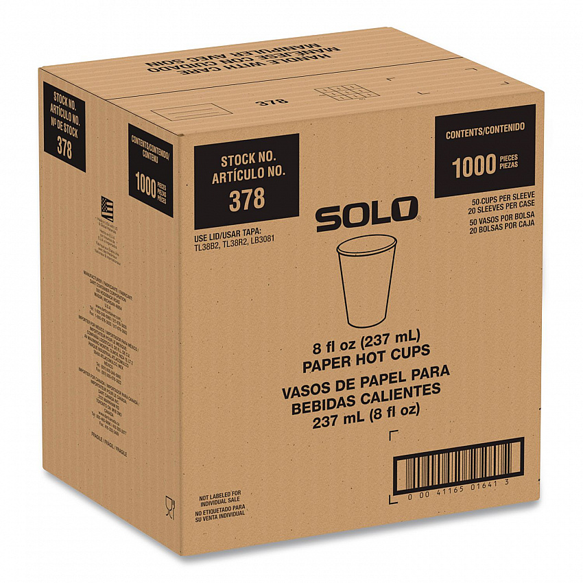 Recycled Content PCF Paper Hot Cups, ProPlanet Seal, 8 oz, White/Blue, 1,000/Carton (378RCPLANET)