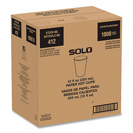 Recycled Content PCF Paper Hot Cups, ProPlanet Seal, 12 oz, White/Blue, 1,000/Carton (412RCNPLANET)