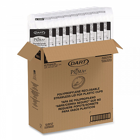 Prima Strawless Plastic Lids, Fits 12 oz to 26 oz Cold Cups, Clear, 100/Sleeve, 10 Sleeves/Carton (P626RSL)