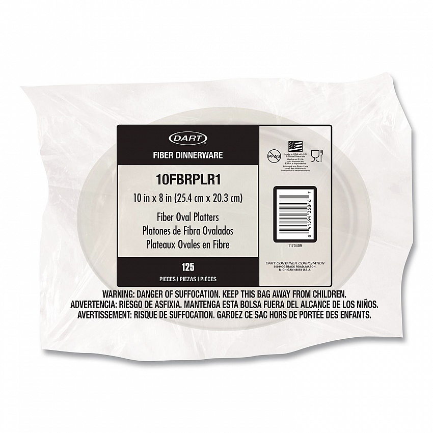 Compostable Molded Fiber Dinnerware, ProPlanet Seal, Platter, 10" Diameter, Natural, 500/Carton (10FBRPLR1)