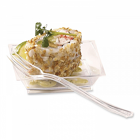 Petites Mini Utensils, Mediumweight, Petite Tasting Fork, Plastic, Clear, 500/Carton (APTFKCL)