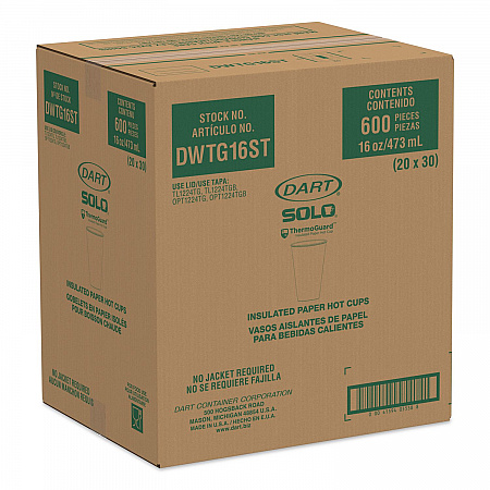 Thermoguard Insulated Paper Hot Cups, 16 oz, Steam Print Design, 600/Carton (DWTG16ST)