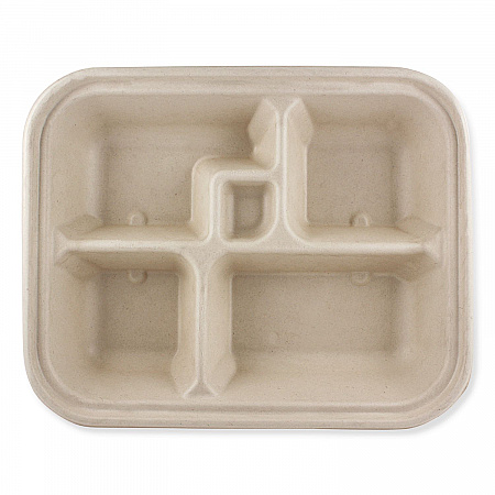 Fiber Containers, Bento Box, 5 Compartments, 12 x 9.5 x 2, Natural, Paper, 300/Carton (TRSCBBLFS)