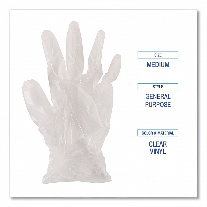 General Purpose Vinyl Gloves, Powder-Free, Medium, 2.6 mil Thick, 13" Long, Clear, 100/Box (365MBX)