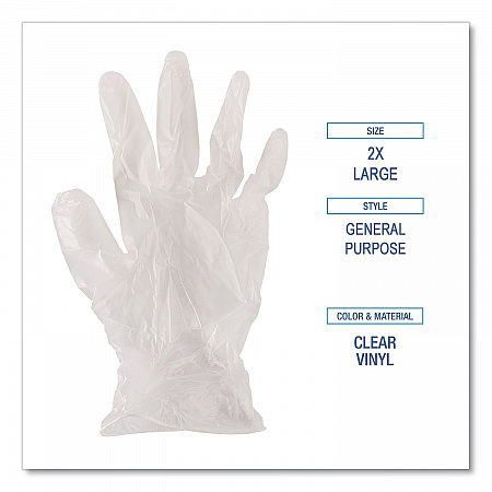 General Purpose Vinyl Gloves, Powder-Free, XX-Large, 2.6 mil Thick, 9.5