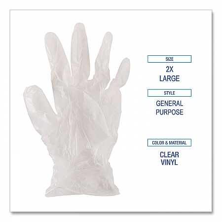General Purpose Vinyl Gloves, Powder-Free, XX-Large, 2.6 mil Thick, 9.5