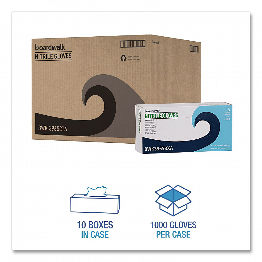 396 Series Disposable General-Purpose Nitrile Gloves, Powder-Free, X-Small, 4.4 mil Thick, 9.5" Long, Black, 100/Box,10 BX/CT (396XSCTA)