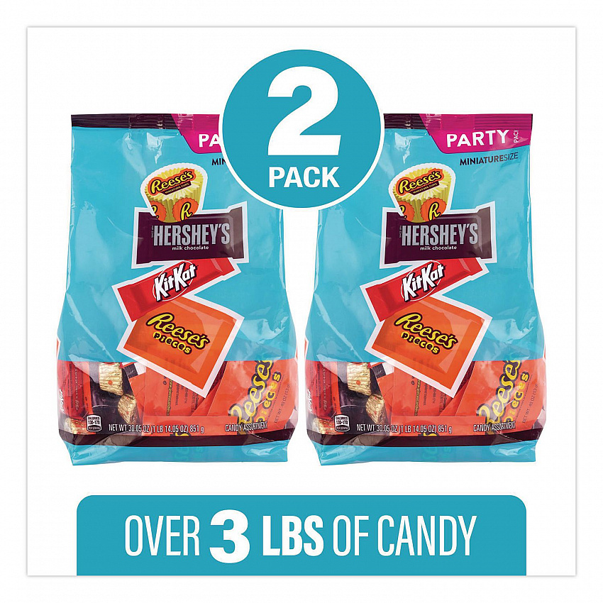 Milk Chocolate Candy Mini Assortment, 60.1 oz Bag, 2/Carton (60004184)