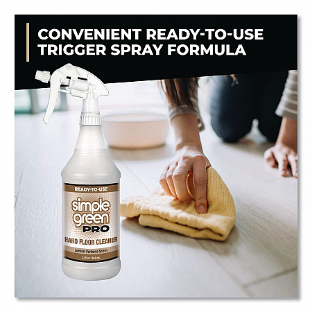 Pro Hard Floor Cleaner, Lemon Verbena Scent, 32 oz Spray Bottle, 12/Carton (0505032)