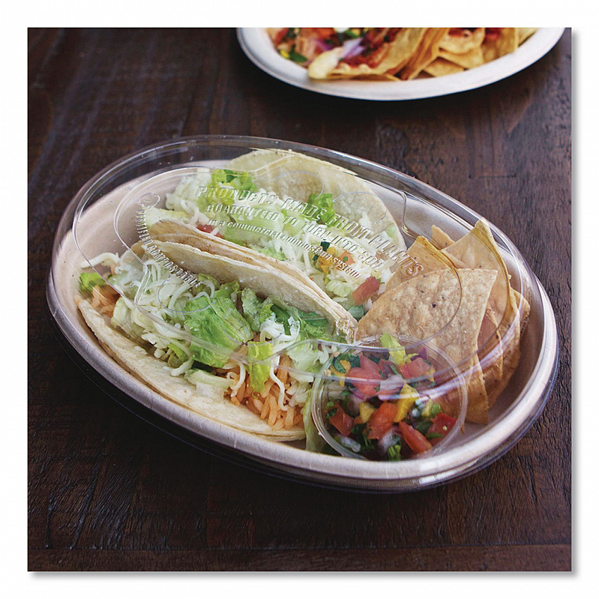 PLA Lids for Fiber Burrito Bowls, 8" Diameter, Clear, Plastic, 400/Carton (BOLCSUBBS)