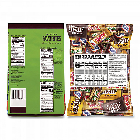 Assortment Milk Chocolate/Mar's Chocolate Favorites, 30.22 oz Bag and 62.6 oz Bag/Carton (60004054)