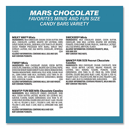 Assortment Milk Chocolate/Mar's Chocolate Favorites, 30.22 oz Bag and 62.6 oz Bag/Carton (60004054)