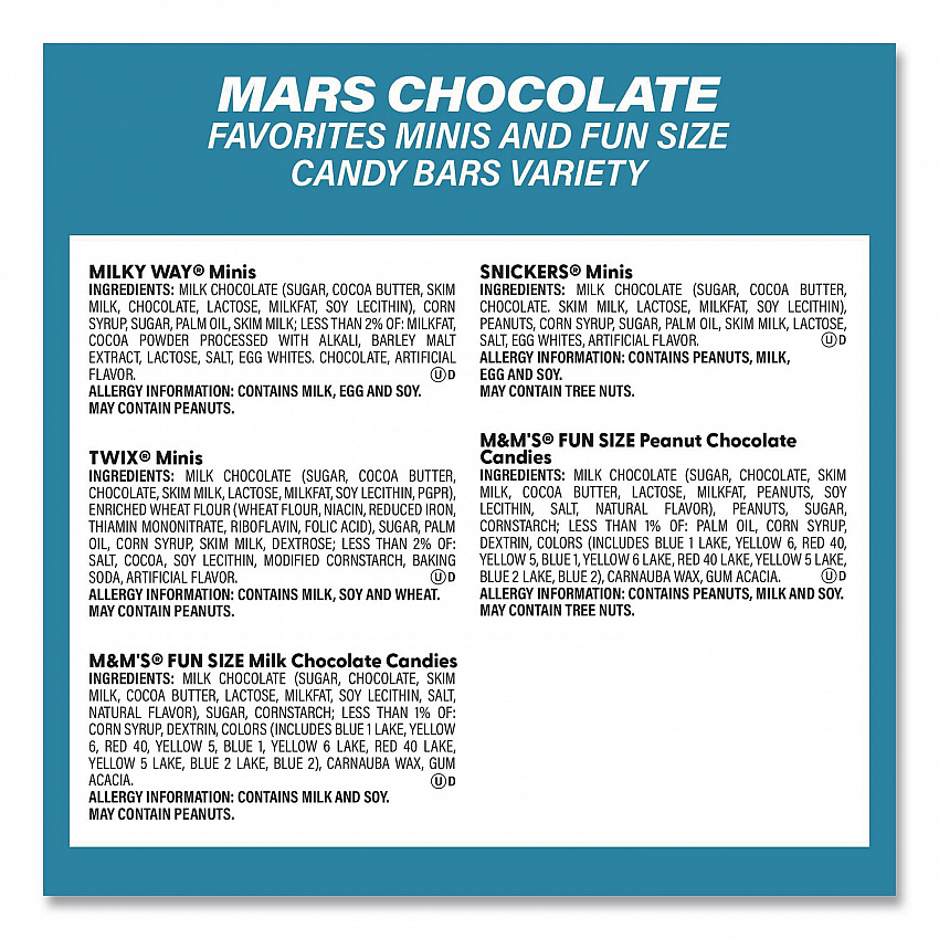 Assortment Milk Chocolate/Mar's Chocolate Favorites, 30.22 oz Bag and 62.6 oz Bag/Carton (60004054)