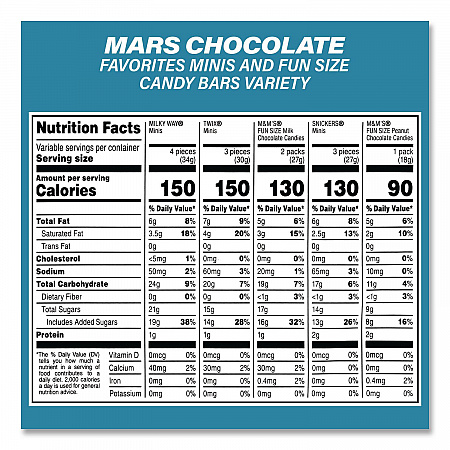 Assortment Milk Chocolate/Mar's Chocolate Favorites, 30.22 oz Bag and 62.6 oz Bag/Carton (60004054)