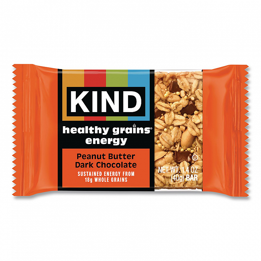 Healthy Grains Energy Peanut Butter Dark Chocolate Bars, 1.4 oz Bar, 10/Box (67075)