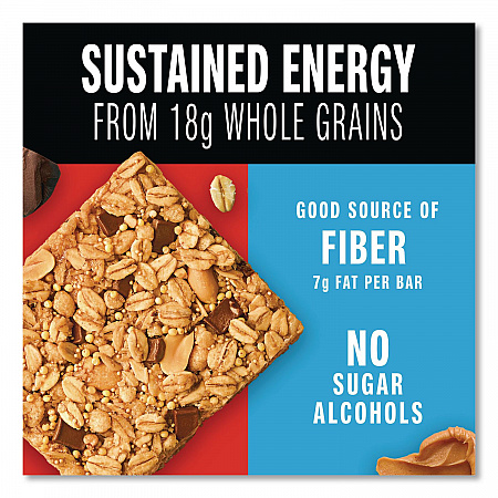 Healthy Grains Energy Peanut Butter Dark Chocolate Bars, 1.4 oz Bar, 10/Box (67075)