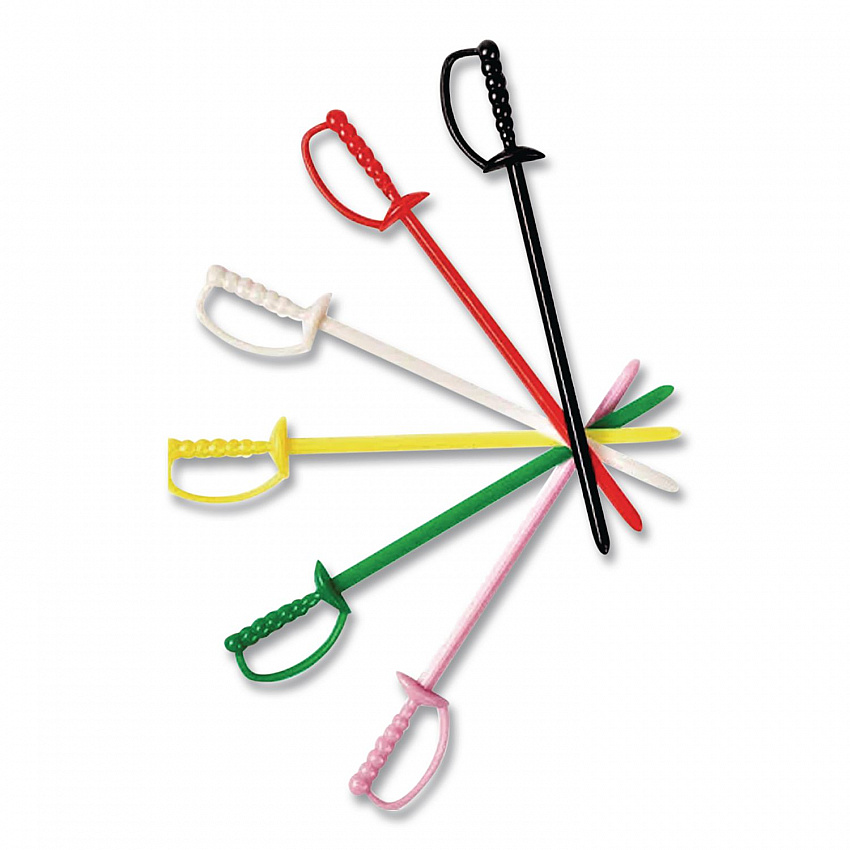Sword Picks, Plastic, 3.25", Assorted Colors, 10,000/Carton (RP147)