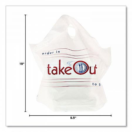 Wave Top To-Go Bags, Take-Out Labeling, Cut-Out Handles, 19