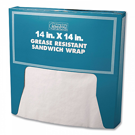 Grease-Resistant Paper Wraps and Liners, 14 x 14, White, 1,000/Box,  4 Boxes/Carton (057014)