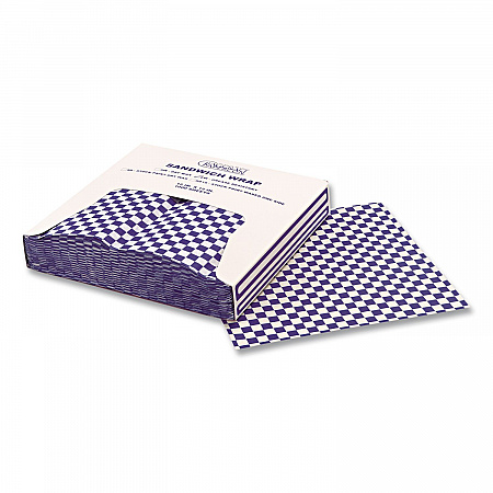 Grease-Resistant Paper Wraps and Liners, 12 x 12, Blue Check, 1,000/Box, 5 Boxes/Carton (057850)
