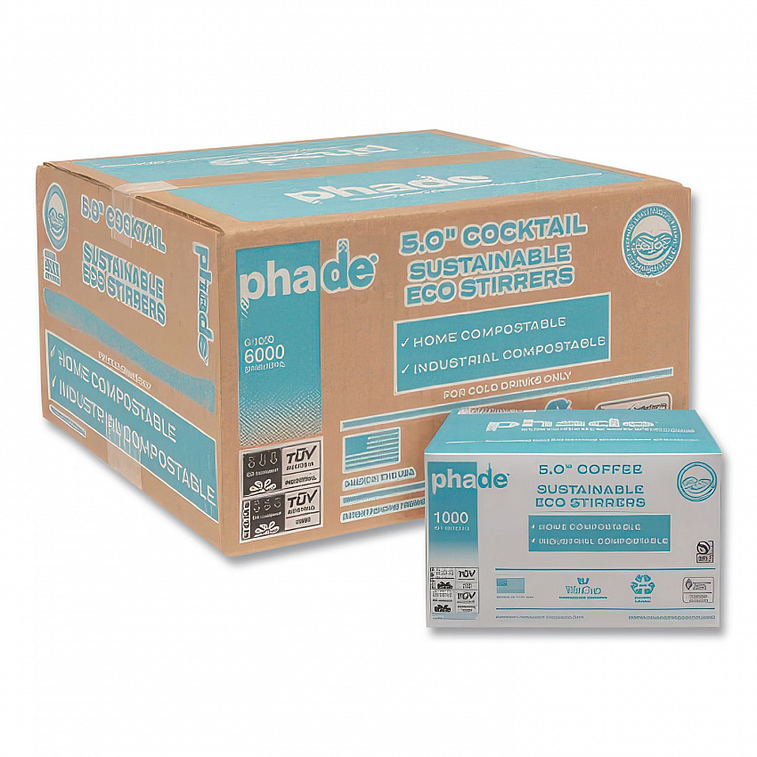 Marine Biodegradable Stir Straws, 5", PHA, Ocean Blue, 1,000/BX, 6 Boxes/Carton (511181)