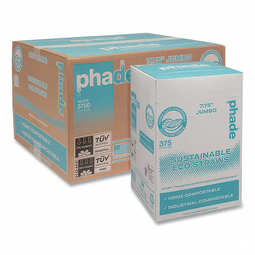 Marine Biodegradable Straws, 7.75", PHA, Ocean Blue, Wrapped, 375/Box, 10 Boxes/Carton (511178)