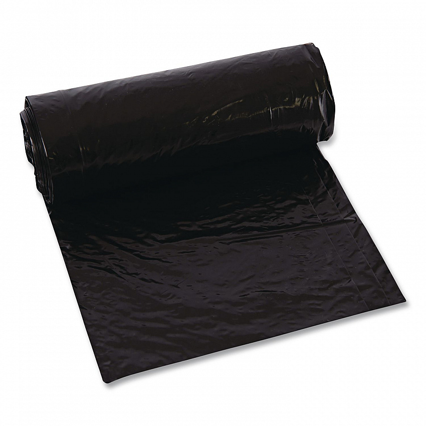 Linear Low-Density Can Liners, 10 gal, 0.6 mil, 24" x 23", Black, 25 Bags/Roll, 20 Rolls/Carton (242315B)