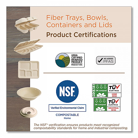Fiber Meat and Produce Trays, 7.1 x 9.1 x 0.7, Natural, Paper, 500/Carton (TRSC4SLFS)