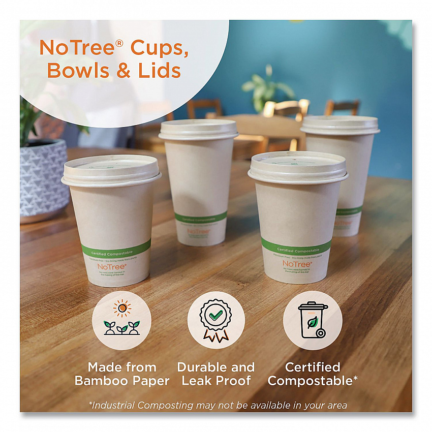No Tree Wide Paper Bowls, 24 oz, 5.9" Diameter x 2.4" h, Natural, Sugarcane, 300/Carton (BONT24W)