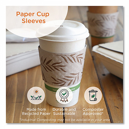 Hot Cup Sleeves, Fits 10, 12, 16, 20 oz Cups, Natural, 1,000/Carton (SLPALG)