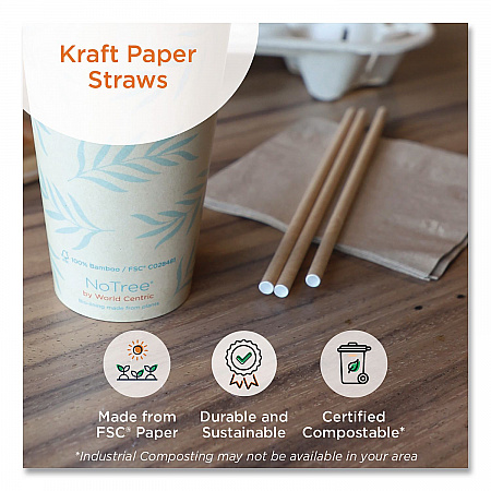 Sustainable Kraft Paper Straws, Wrapped, 8