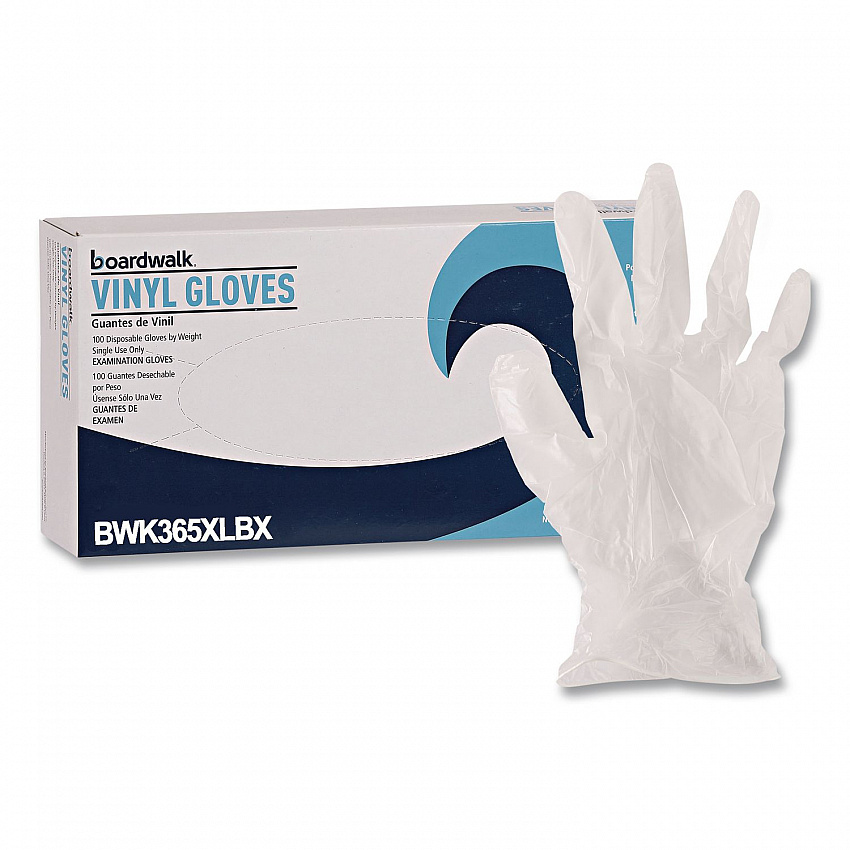 General Purpose Vinyl Gloves, Powder-Free, X-Large, 2.6 mil Thick, 9.5" Long, Clear, 100/Box, 10 Boxes/Carton (365XLCT)